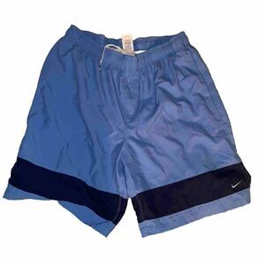 Nike Swim Trunks Board Shorts Drawstring Men Sz Large Blue UNC‎ Vintage